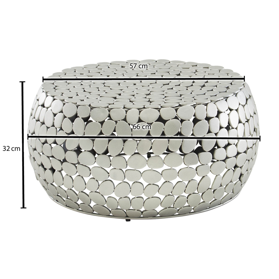 Moderner Aluminium Couchtisch in Silber_ Unikat handgefertigt_ Stilvolles Design - KADIMA DESIGN_Größe_ 66x66x32 cm_