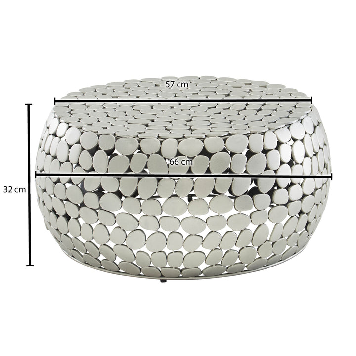 Moderner Aluminium Couchtisch in Silber_ Unikat handgefertigt_ Stilvolles Design - KADIMA DESIGN_Größe_ 66x66x32 cm_