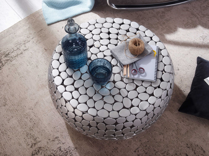 Moderner Aluminium Couchtisch in Silber_ Unikat handgefertigt_ Stilvolles Design - KADIMA DESIGN_Größe_ 66x66x32 cm_