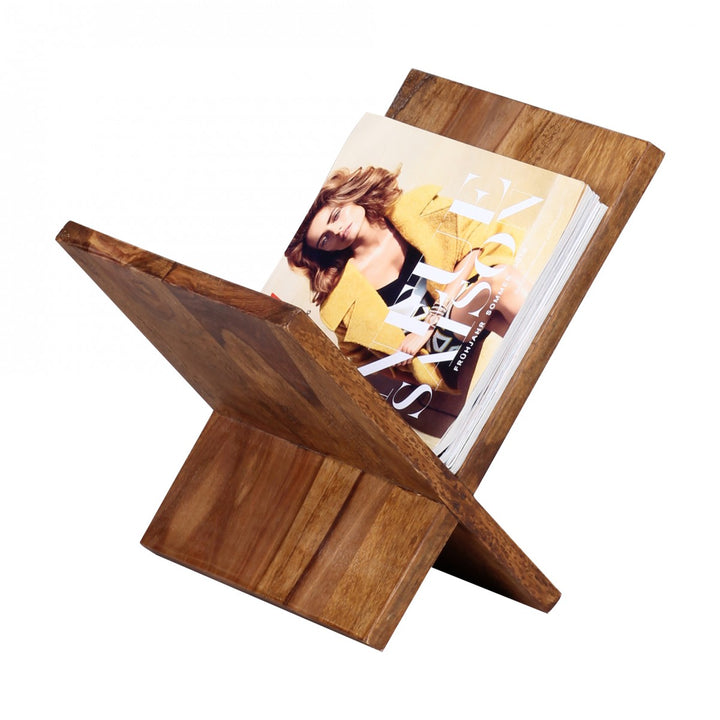 Zeitungsständer NAKO Massiv_ Handgefertigt_ X-Form_ Sheeshamholz_ pflegeleicht - KADIMA DESIGN_Farbe_ Braun_ Größe_ 29x28x31 cm_