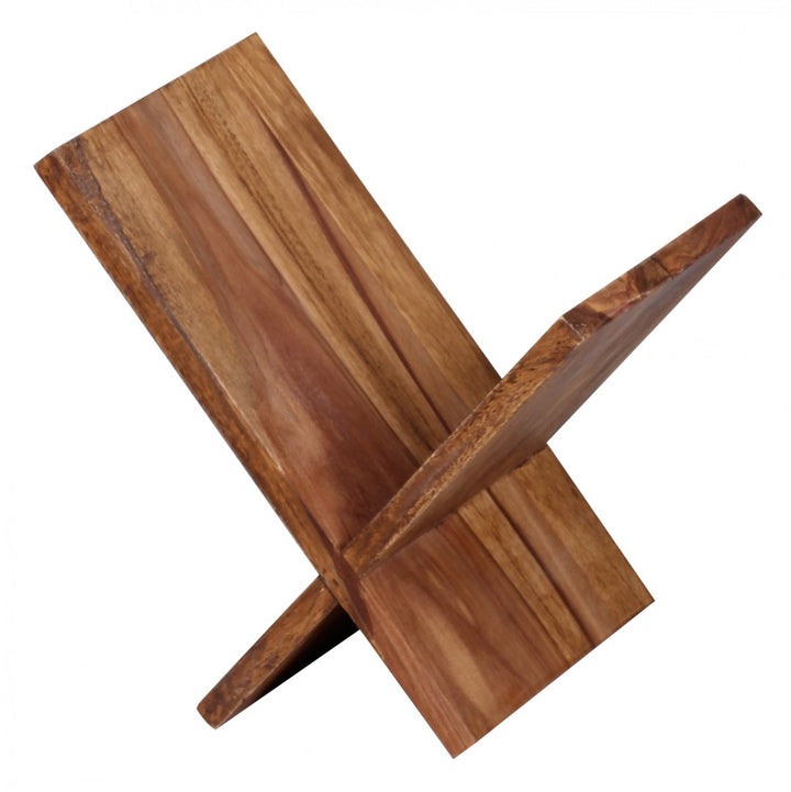 Zeitungsständer NAKO Massiv_ Handgefertigt_ X-Form_ Sheeshamholz_ pflegeleicht - KADIMA DESIGN_Farbe_ Braun_ Größe_ 29x28x31 cm_