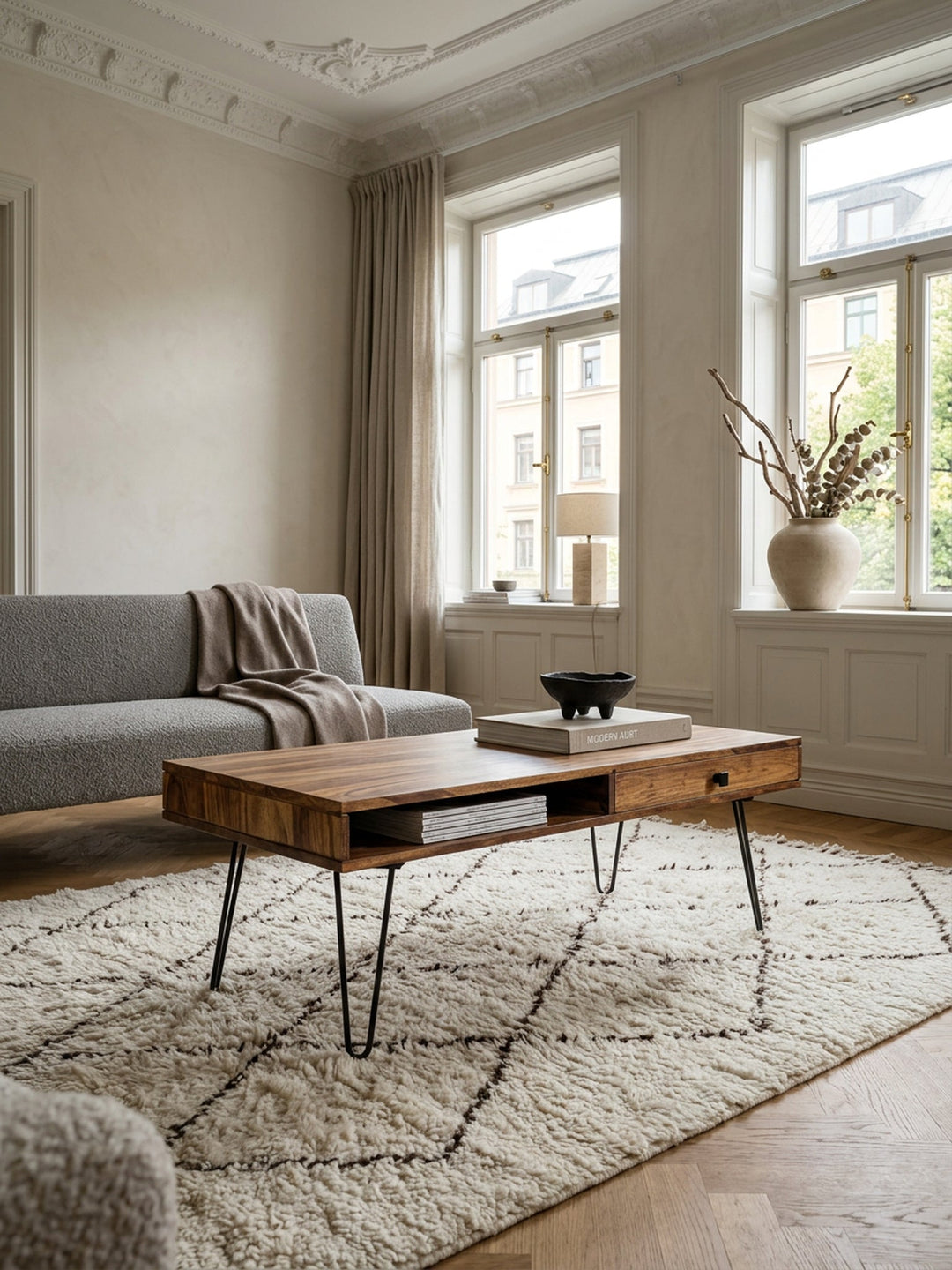 Couchtisch BALU aus Sheesham-Massivholz mit lebhafter Maserung — Kadima Design