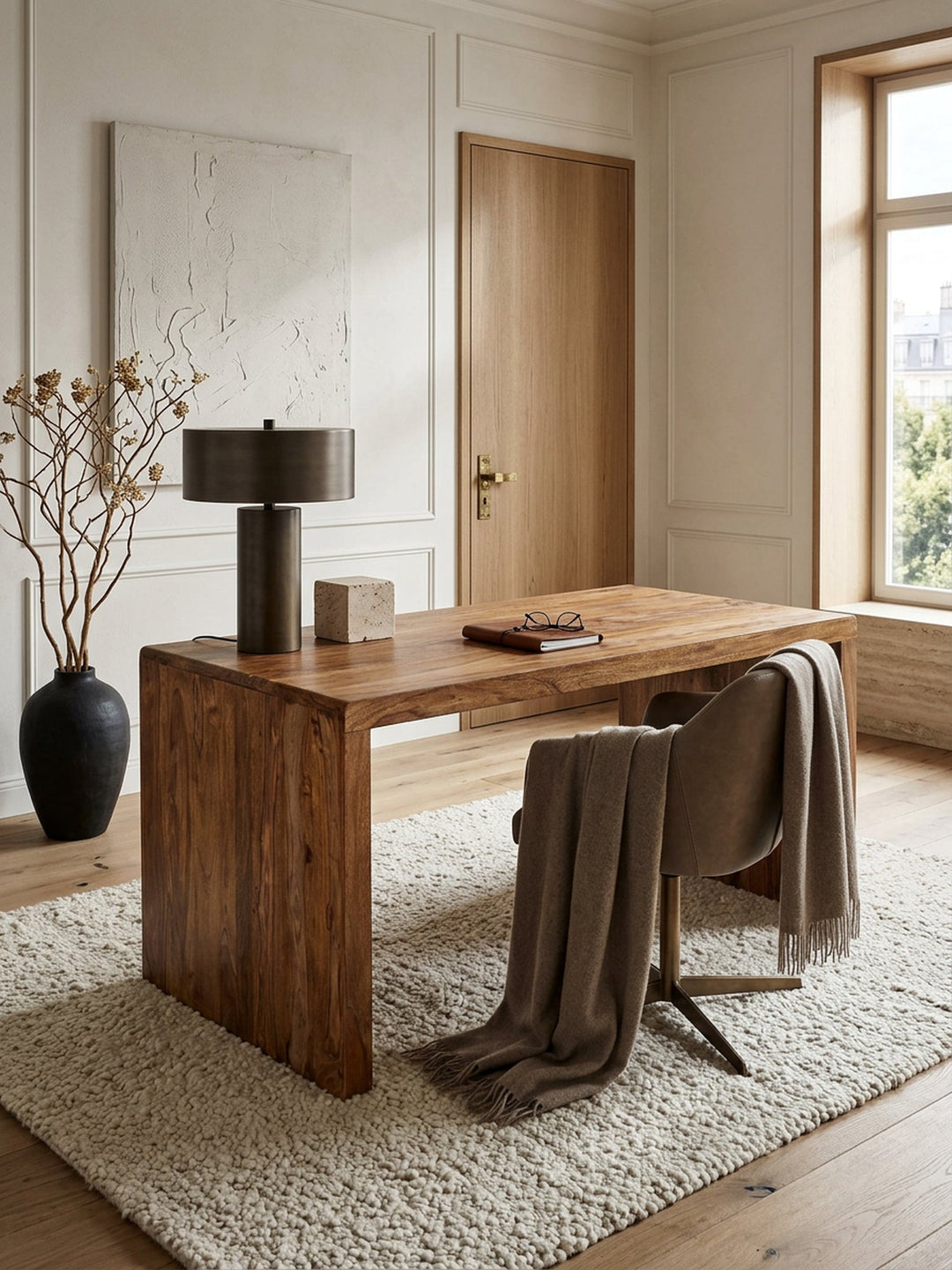 Schreibtisch aus Holz – TEKO Massivholz mit Stauraum im hellen Altbau-Home-Office, Kadima Design