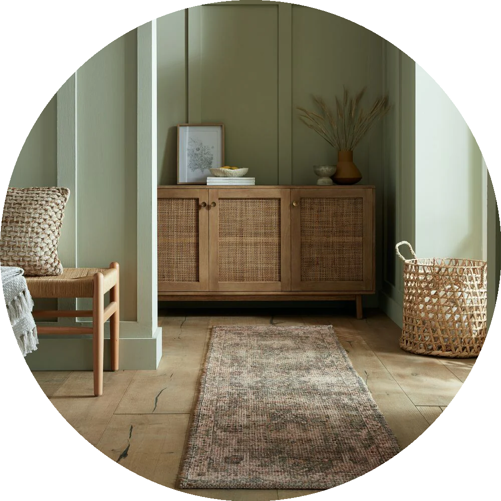 Langlebiger Flurläufer im Vintage-Stil mit gealtertem Muster – ideal für viel genutzte Räume wie Flure und Eingangsbereiche.