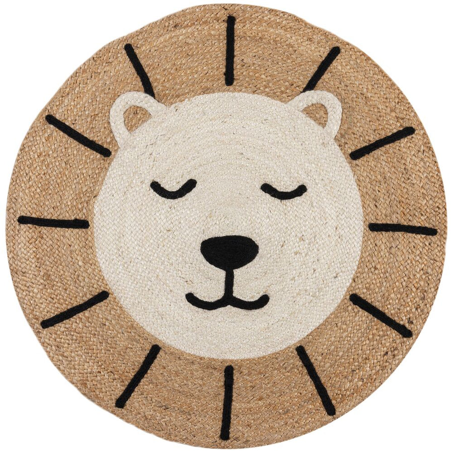 Kinderteppich Löwen-Design - Jute - beige WOLD_Rund_