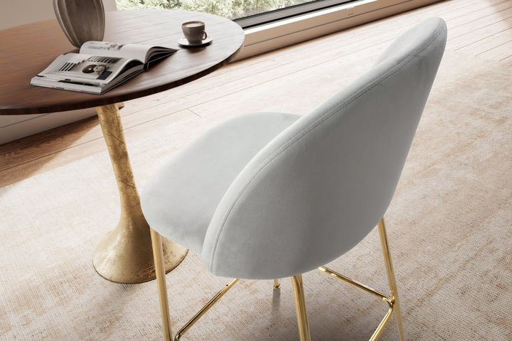 Barhocker 2er Set Samt Lehne Goldgestell Skandi-Stil Gepolstert