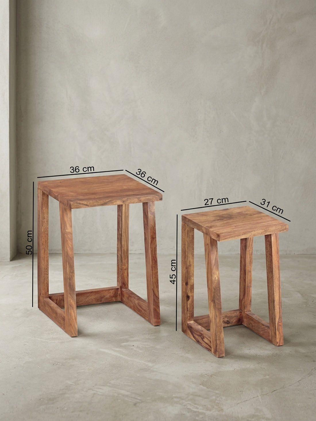 Massivholz Beistelltisch Set – 2-teilig, Elegant & Einzigartig – Kadima Design