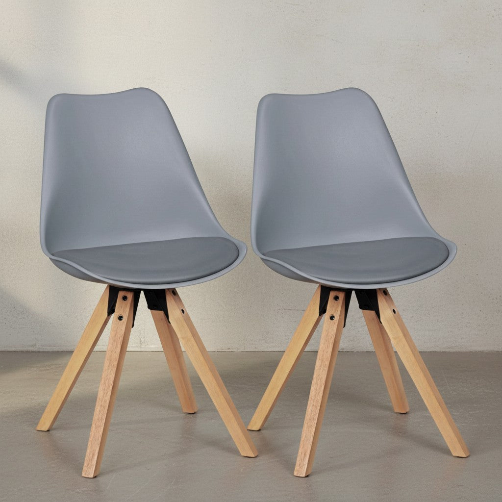 2er Set Esszimmerstühle LUND_ Samtbezug und Holzbeine_ Skandinavisches Design_ Komfortables Sitzen_ Verschiedene Farben - KADIMA DESIGN_Farbe_ Grau_ Material_ Kunstleder_ Größe_ 49x52x87 cm_