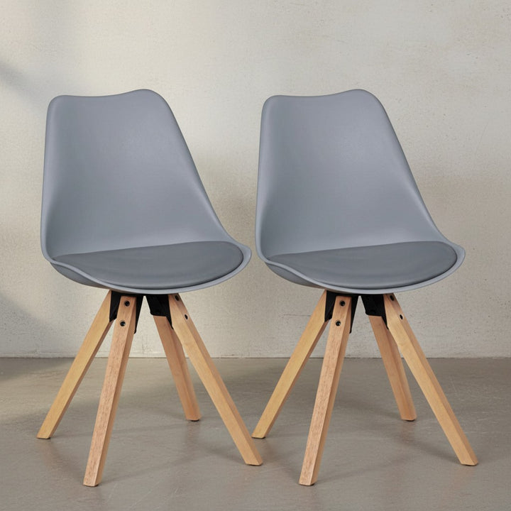 2er Set Esszimmerstühle LUND_ Samtbezug und Holzbeine_ Skandinavisches Design_ Komfortables Sitzen_ Verschiedene Farben - KADIMA DESIGN_Farbe_ Grau_ Material_ Kunstleder_ Größe_ 49x52x87 cm_