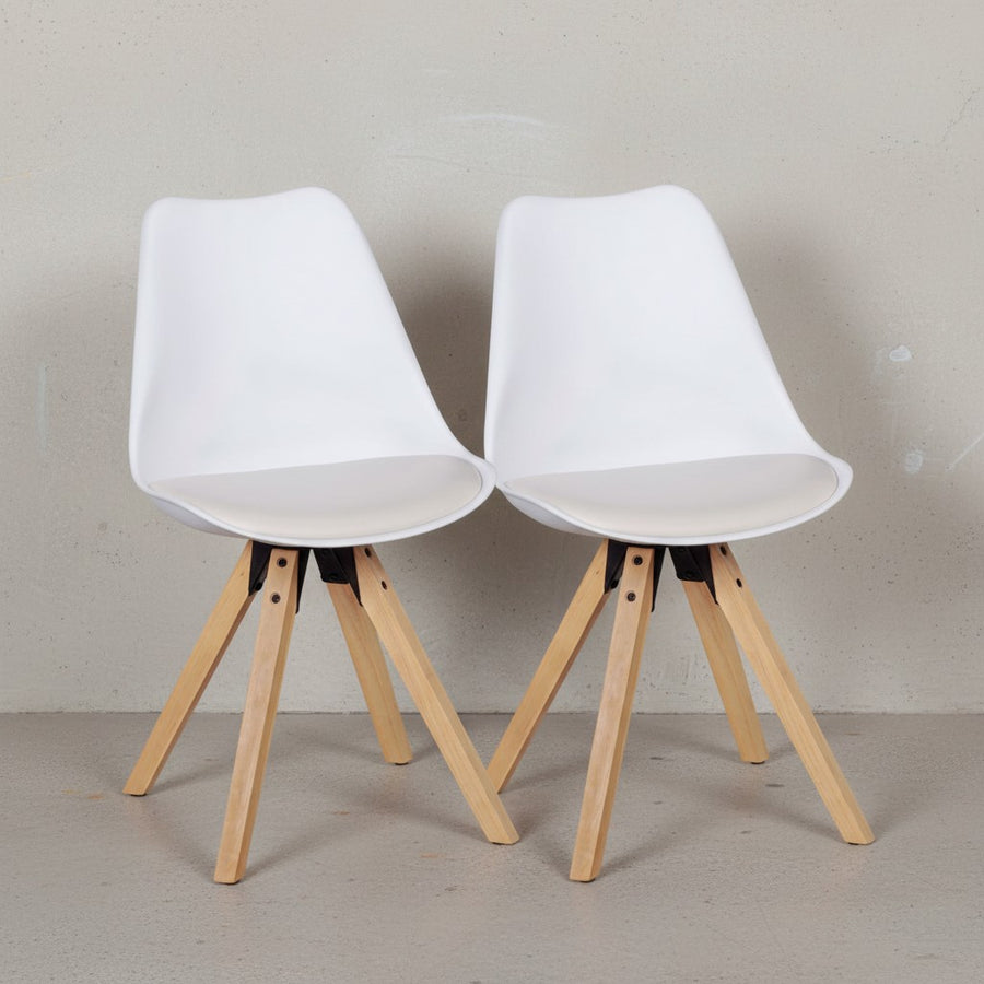 2er Set Esszimmerstühle LUND_ Samtbezug und Holzbeine_ Skandinavisches Design_ Komfortables Sitzen_ Verschiedene Farben - KADIMA DESIGN_Farbe_ Weiß_ Material_ Kunstleder_ Größe_ 49x52x87 cm_