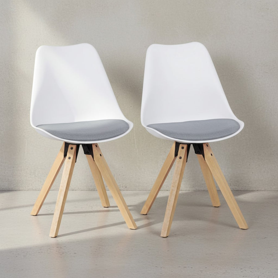 2er Set Esszimmerstühle LUND_ Samtbezug und Holzbeine_ Skandinavisches Design_ Komfortables Sitzen_ Verschiedene Farben - KADIMA DESIGN_Farbe_ Weiß_ Material_ Stoff_ Größe_ 49x52x87 cm_