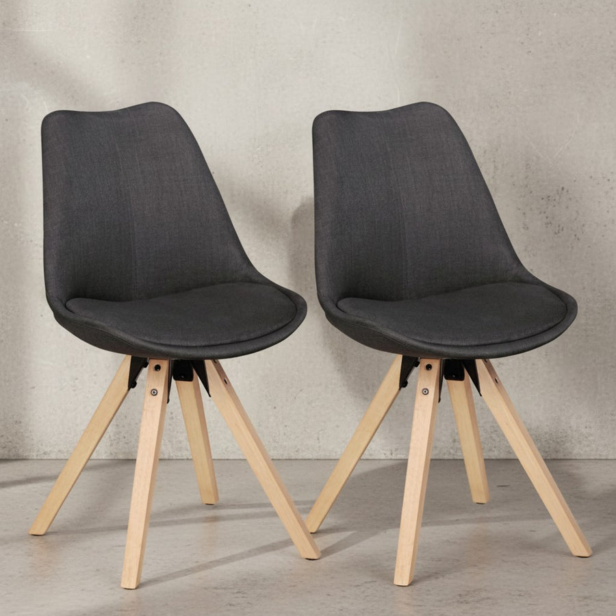 2er Set Esszimmerstühle LUND_ Samtbezug und Holzbeine_ Skandinavisches Design_ Komfortables Sitzen_ Verschiedene Farben - KADIMA DESIGN_Farbe_ Anthrazit_ Material_ Stoff_ Größe_ 49x52x87 cm_