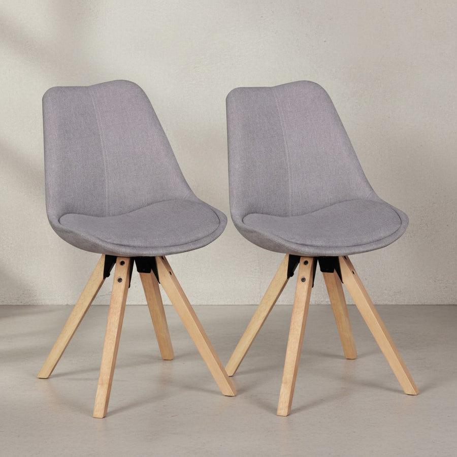 2er Set Esszimmerstühle LUND_ Samtbezug und Holzbeine_ Skandinavisches Design_ Komfortables Sitzen_ Verschiedene Farben - KADIMA DESIGN_Farbe_ Grau_ Material_ Stoff_ Größe_ 49x52x87 cm_