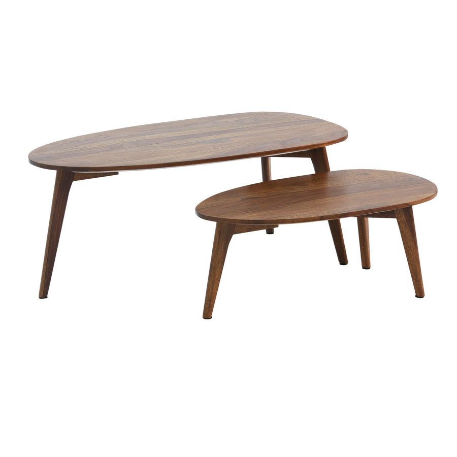 Retro-Couchtische_ Sheesham Massivholz_ 2er Set_ Nierenform_ Handgefertigt - KADIMA DESIGN_Farbe_ Braun_ Größe_ 100x50x42 cm_