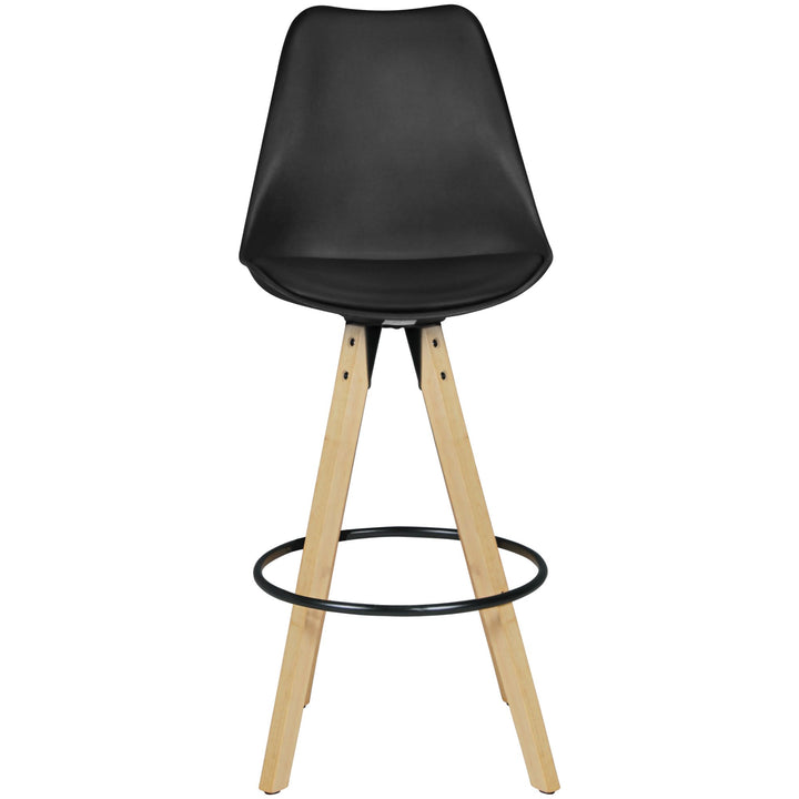 Komfort Barhocker Set_ Ergonomische Sitzschale_ Holzbeine_ verschiedene Farben - KADIMA DESIGN_Farbe_ Schwarz_ Material_ Kunstleder_ Größe_ 45x45x113 cm_