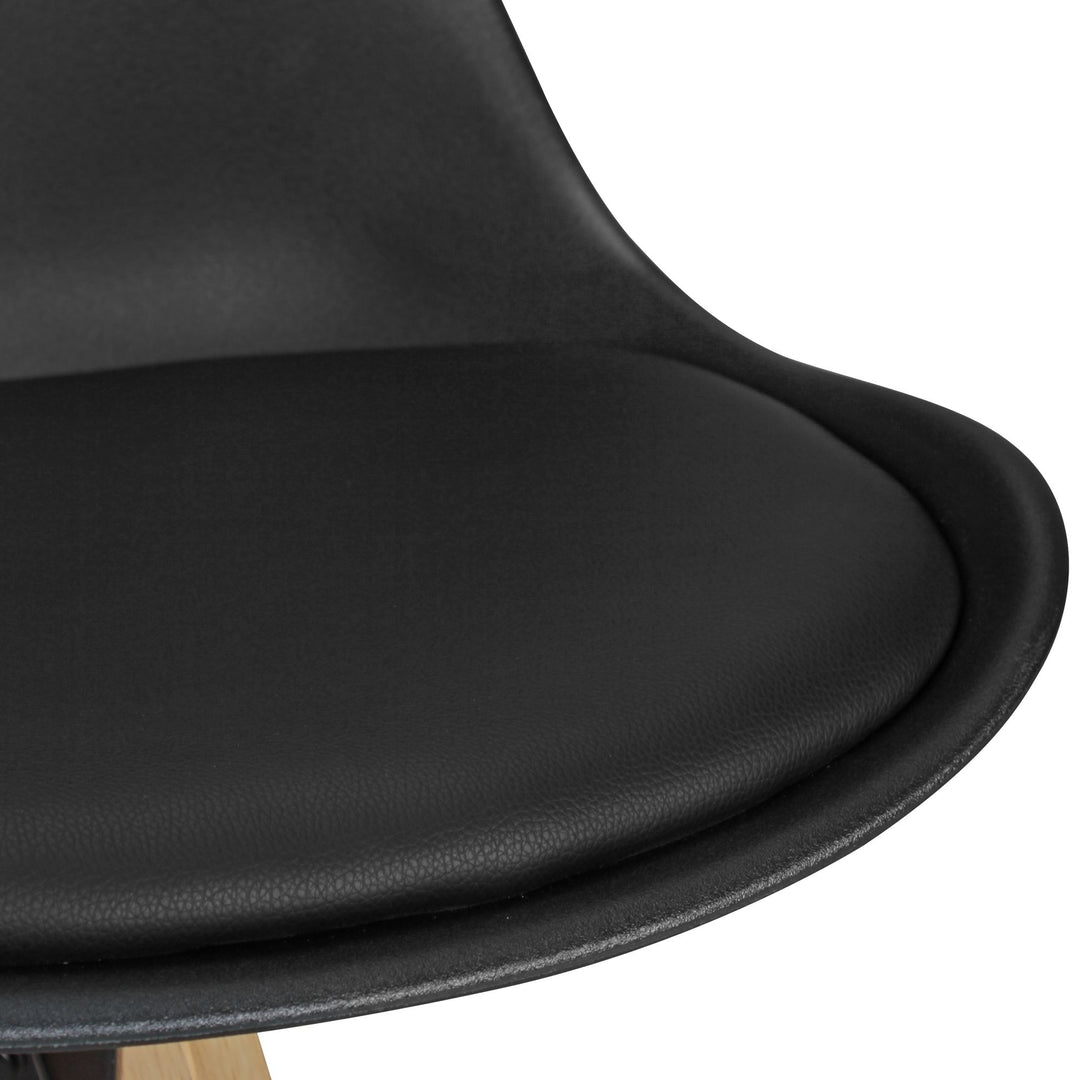 Komfort Barhocker Set_ Ergonomische Sitzschale_ Holzbeine_ verschiedene Farben - KADIMA DESIGN_Farbe_ Schwarz_ Material_ Kunstleder_ Größe_ 45x45x113 cm_