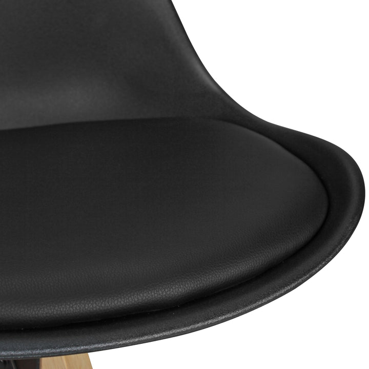 Komfort Barhocker Set_ Ergonomische Sitzschale_ Holzbeine_ verschiedene Farben - KADIMA DESIGN_Farbe_ Schwarz_ Material_ Kunstleder_ Größe_ 45x45x113 cm_