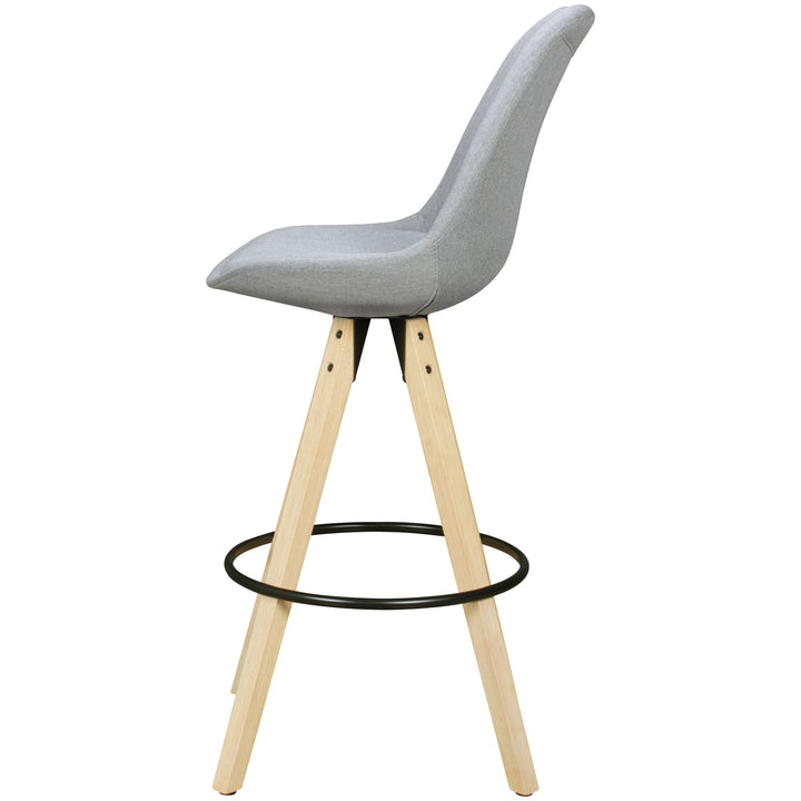 Komfort Barhocker Set_ Ergonomische Sitzschale_ Holzbeine_ verschiedene Farben - KADIMA DESIGN_Farbe_ Grau_ Material_ Stoff_ Größe_ 45x45x113 cm_