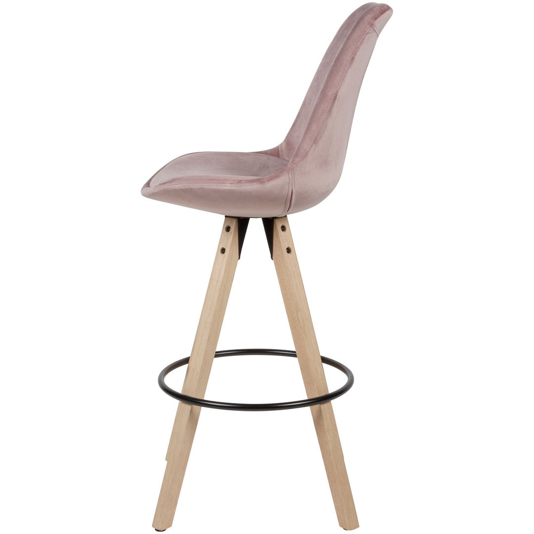 Komfort Barhocker Set_ Ergonomische Sitzschale_ Holzbeine_ verschiedene Farben - KADIMA DESIGN_Farbe_ Rosa_ Material_ Samt_ Größe_ 45x45x113 cm_