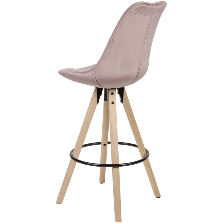 Komfort Barhocker Set_ Ergonomische Sitzschale_ Holzbeine_ verschiedene Farben - KADIMA DESIGN_Farbe_ Rosa_ Material_ Samt_ Größe_ 45x45x113 cm_