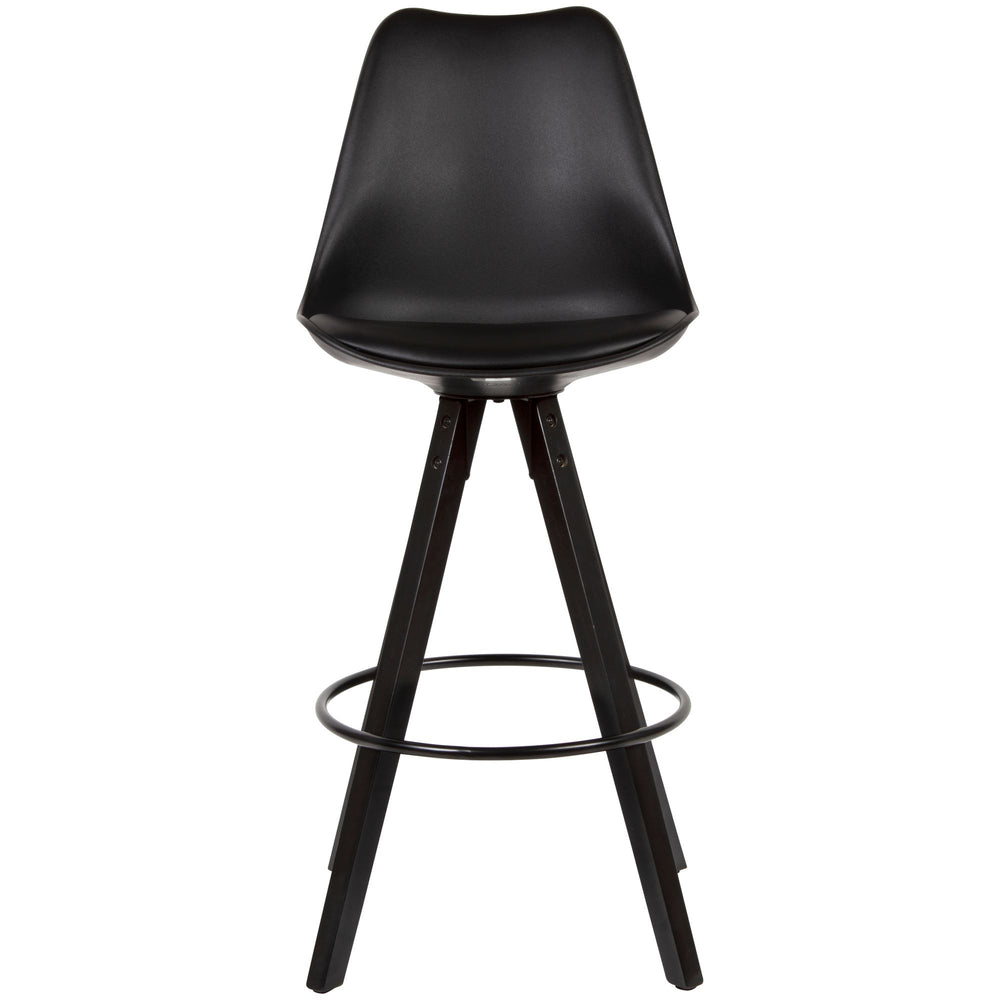 Skandinavischer Barhocker_ Polsterung_ Rückenlehne_ X-Beine mit Metallring_ Kunstleder-Sitzschale_ Filzgleiter - KADIMA DESIGN_Größe_ 49x53x113 cm_