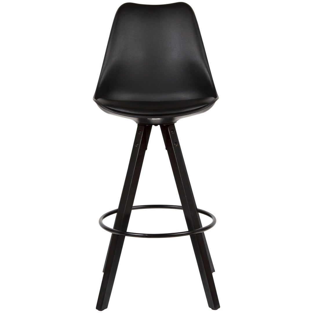 Skandinavischer Barhocker_ Polsterung_ Rückenlehne_ X-Beine mit Metallring_ Kunstleder-Sitzschale_ Filzgleiter - KADIMA DESIGN_Größe_ 49x53x113 cm_