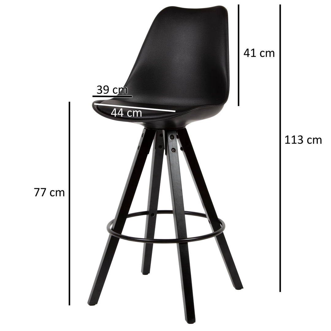 Skandinavischer Barhocker_ Polsterung_ Rückenlehne_ X-Beine mit Metallring_ Kunstleder-Sitzschale_ Filzgleiter - KADIMA DESIGN_Größe_ 49x53x113 cm_
