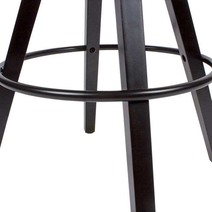 Skandinavischer Barhocker_ Polsterung_ Rückenlehne_ X-Beine mit Metallring_ Kunstleder-Sitzschale_ Filzgleiter - KADIMA DESIGN_Größe_ 49x53x113 cm_