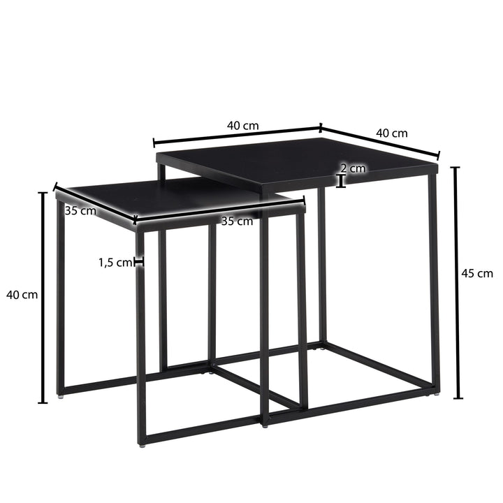 2er Set Beistelltische_ Industriestil_ Stahlkonstruktion_ Anti-Rutsch - KADIMA DESIGN_Größe_ 40x40x45 cm_