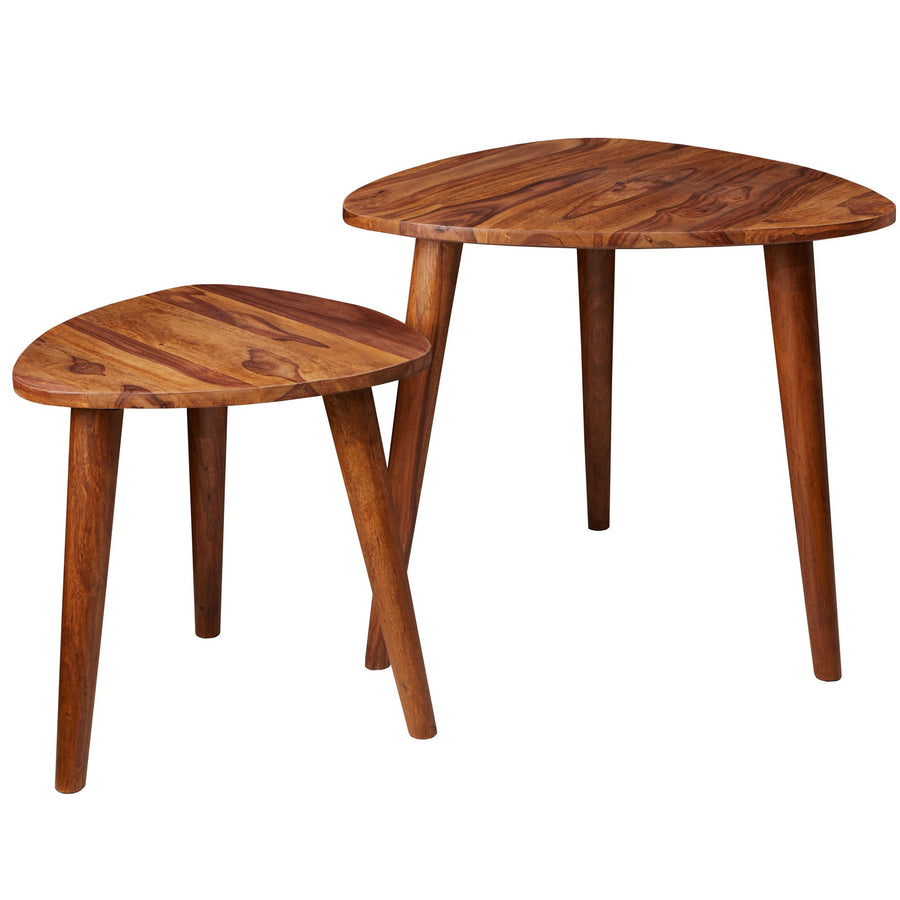 KADIMA DESIGN Rustikales Sheesham Holz Beistelltisch Set - Landhausstil Möbel (2 Stück)_Braun_#sku_BARWL5.574#