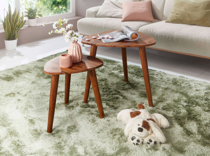 Rustikales Sheesham Holz Beistelltisch Set_ 2 Stück_ Landhausstil_ stabil - KADIMA DESIGN_Größe_ 60x60x54 cm_