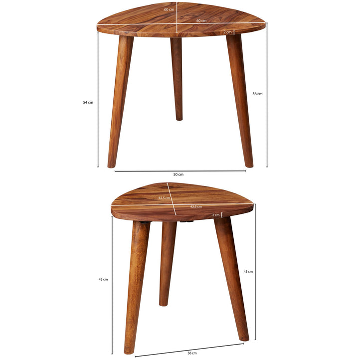Rustikales Sheesham Holz Beistelltisch Set_ 2 Stück_ Landhausstil_ stabil - KADIMA DESIGN_Größe_ 60x60x54 cm_