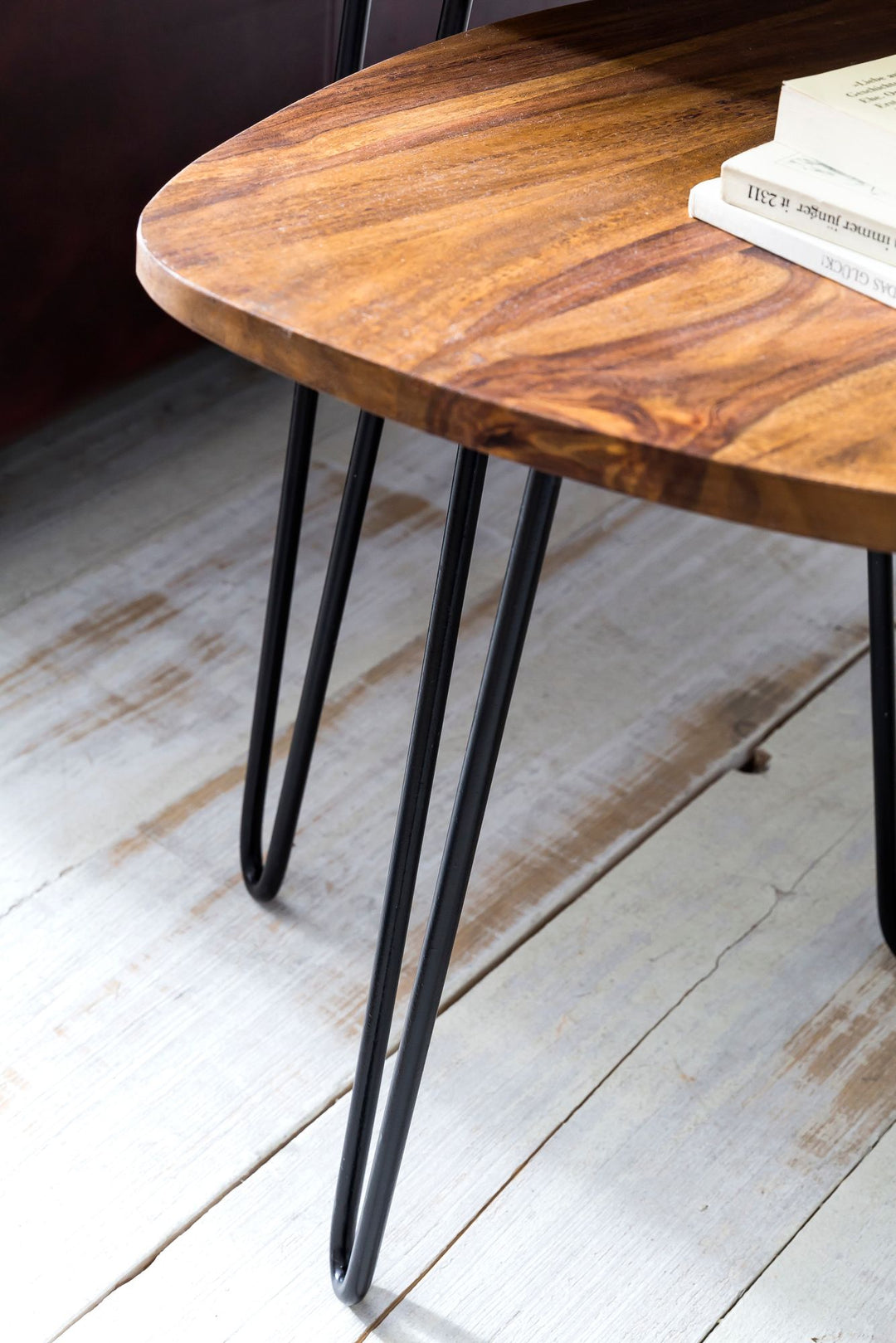 2er Set Beistelltisch Sheesham Holz und Metall_ Industrial-Design_ Vielseitig - KADIMA DESIGN_Größe_ 60x60x56 cm_