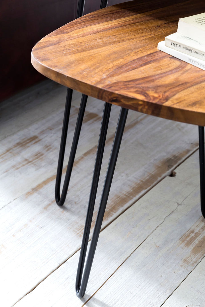 2er Set Beistelltisch Sheesham Holz und Metall_ Industrial-Design_ Vielseitig - KADIMA DESIGN_Größe_ 60x60x56 cm_