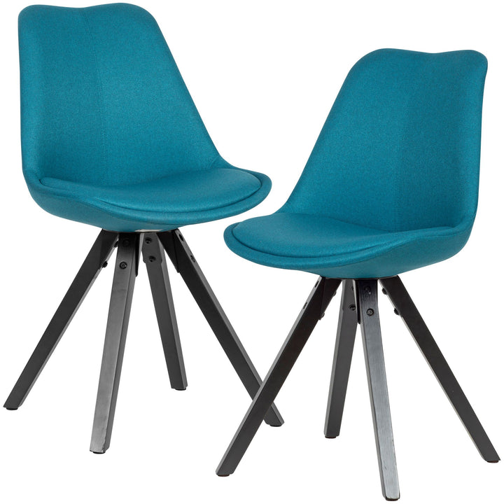 Esszimmerstuhl LUND_ Modernes Design_ Stoffbezug_ Holzstandbeine_ Filzgleiter_ einfache Montage - KADIMA DESIGN_Farbe_ Blau_ Material_ Stoff_ Größe_ 49x52x87 cm_