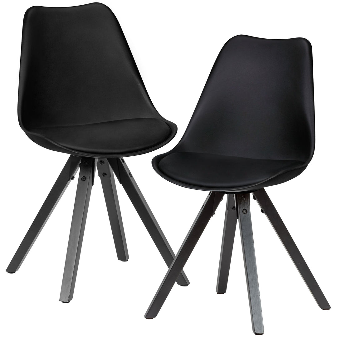 Esszimmerstuhl LUND_ Modernes Design_ Stoffbezug_ Holzstandbeine_ Filzgleiter_ einfache Montage - KADIMA DESIGN_Farbe_ Schwarz_ Material_ Kunstleder_ Größe_ 49x52x87 cm_