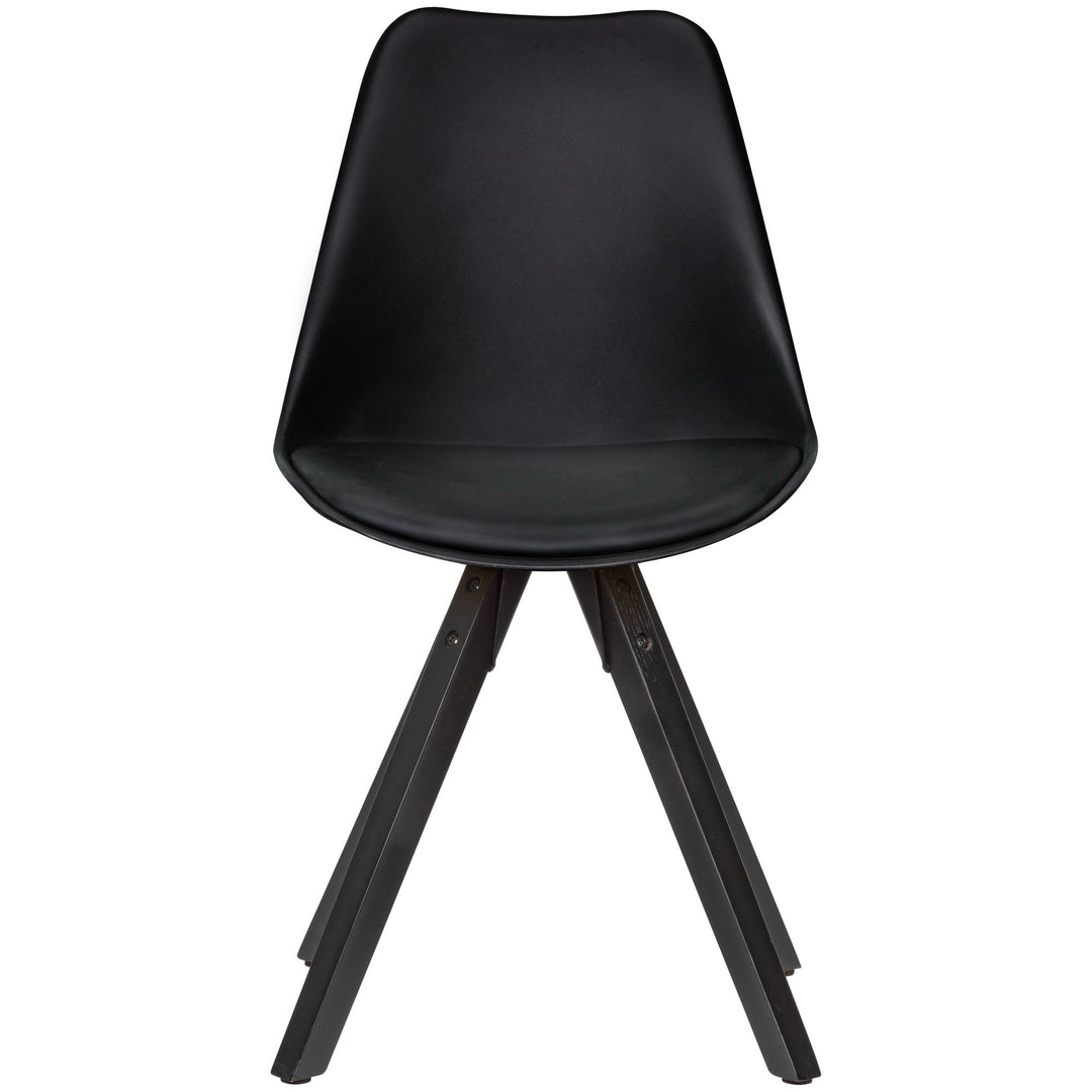 Esszimmerstuhl LUND_ Modernes Design_ Stoffbezug_ Holzstandbeine_ Filzgleiter_ einfache Montage - KADIMA DESIGN_Farbe_ Schwarz_ Material_ Kunstleder_ Größe_ 49x52x87 cm_