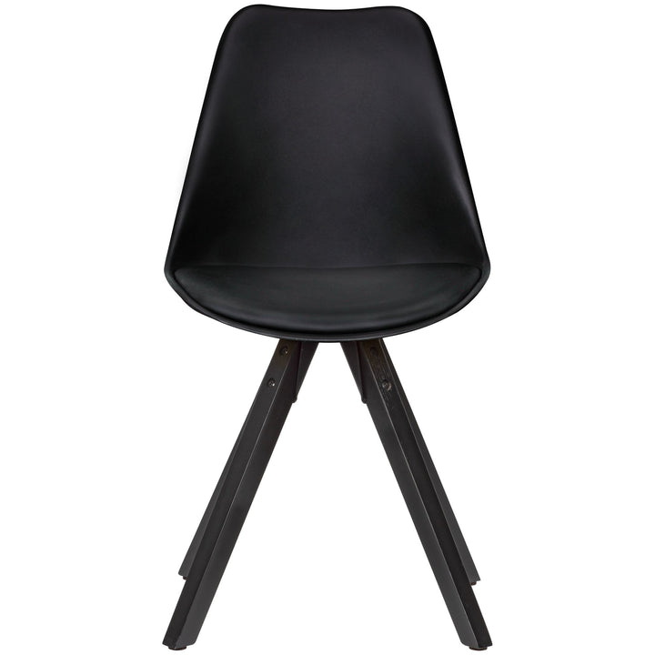 Esszimmerstuhl LUND_ Modernes Design_ Stoffbezug_ Holzstandbeine_ Filzgleiter_ einfache Montage - KADIMA DESIGN_Farbe_ Schwarz_ Material_ Kunstleder_ Größe_ 49x52x87 cm_
