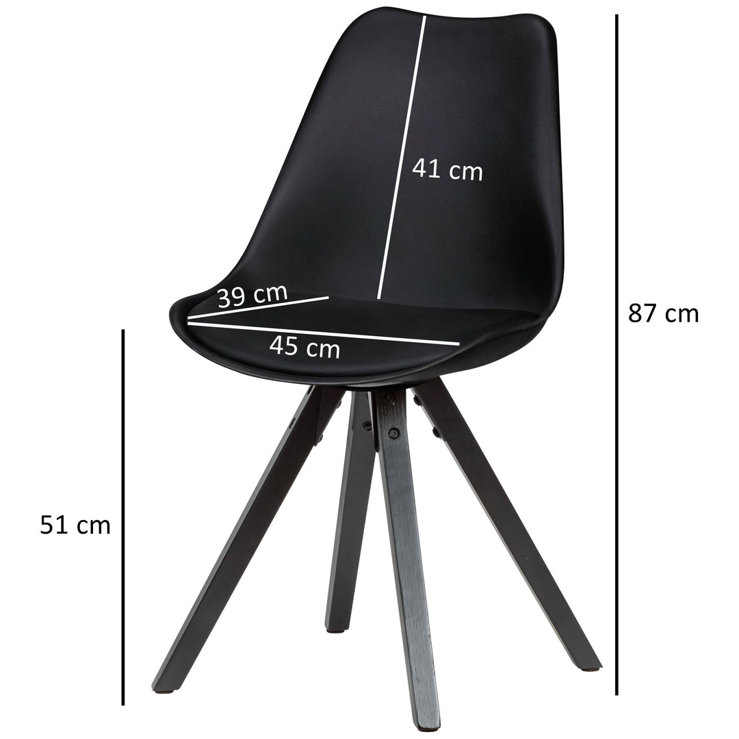 Esszimmerstuhl LUND_ Modernes Design_ Stoffbezug_ Holzstandbeine_ Filzgleiter_ einfache Montage - KADIMA DESIGN_Farbe_ Schwarz_ Material_ Kunstleder_ Größe_ 49x52x87 cm_