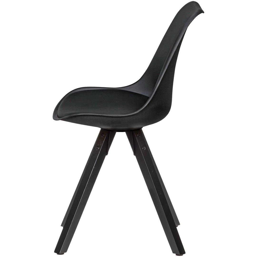 Esszimmerstuhl LUND_ Modernes Design_ Stoffbezug_ Holzstandbeine_ Filzgleiter_ einfache Montage - KADIMA DESIGN_Farbe_ Schwarz_ Material_ Kunstleder_ Größe_ 49x52x87 cm_
