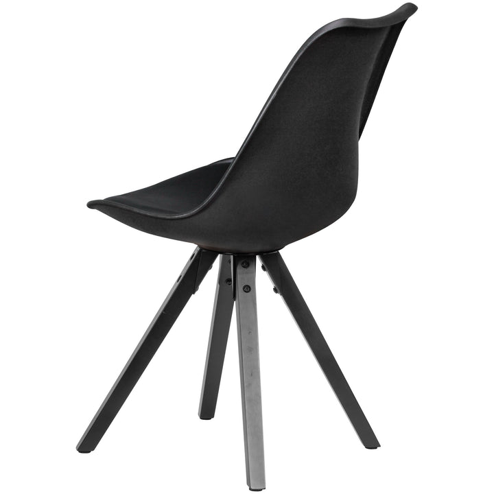 Esszimmerstuhl LUND_ Modernes Design_ Stoffbezug_ Holzstandbeine_ Filzgleiter_ einfache Montage - KADIMA DESIGN_Farbe_ Schwarz_ Material_ Kunstleder_ Größe_ 49x52x87 cm_
