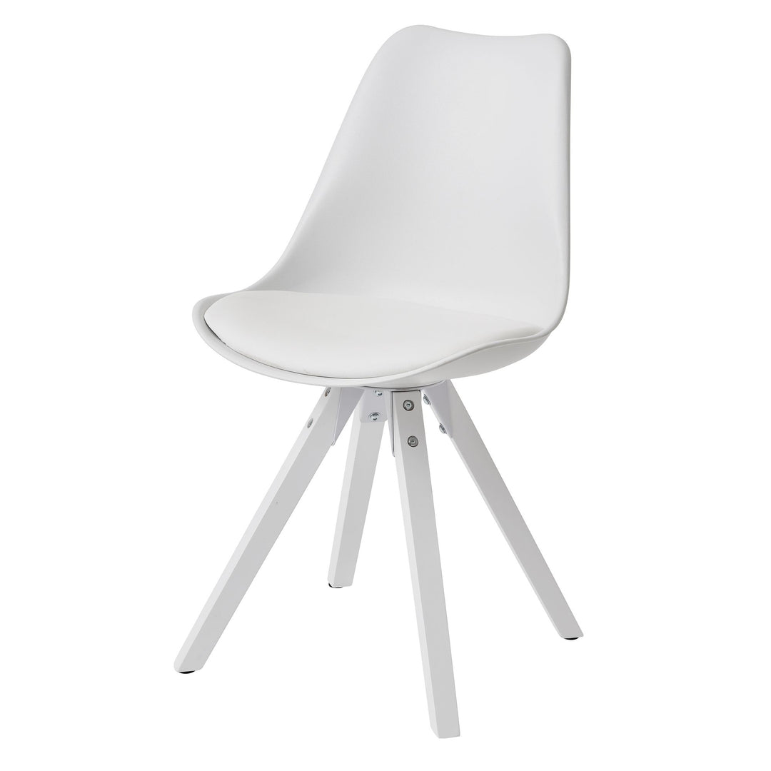 Esszimmerstühle LUND Set_ Kunstlederbezug_ Weiße Beine_ Filzgleiter_ einfache Montage_ 2er Set - KADIMA DESIGN_Farbe_ Weiß_ Größe_ 52x49x87 cm_