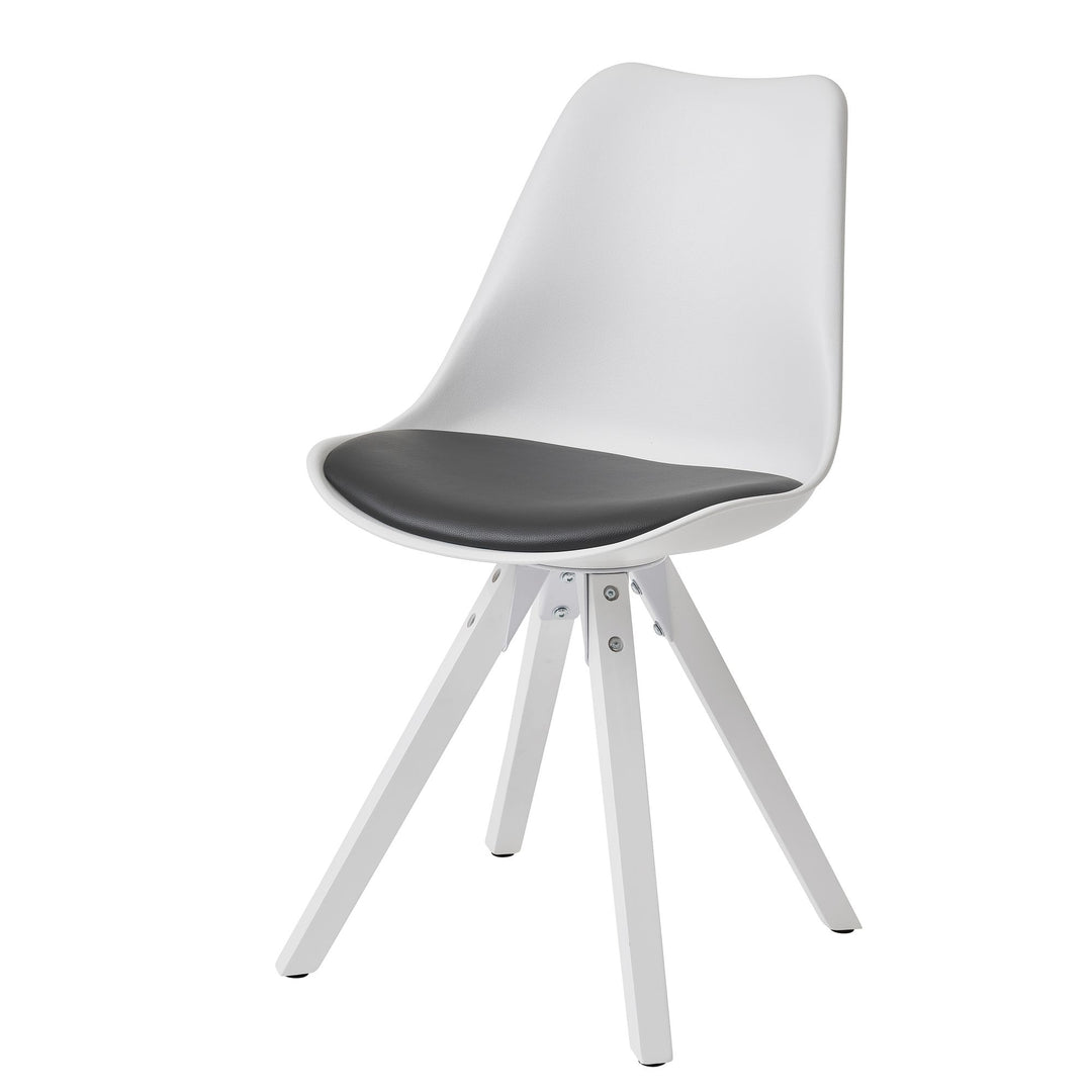 Esszimmerstühle LUND Set_ Kunstlederbezug_ Weiße Beine_ Filzgleiter_ einfache Montage_ 2er Set - KADIMA DESIGN_Farbe_ Grau_ Größe_ 52x49x87 cm_