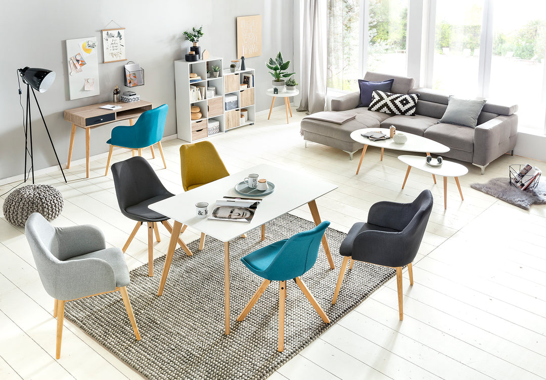 2er Set Esszimmerstühle LUND_ Samtbezug und Holzbeine_ Skandinavisches Design_ Komfortables Sitzen_ Verschiedene Farben - KADIMA DESIGN_Farbe_ Anthrazit_ Material_ Stoff_ Größe_ 49x52x87 cm_