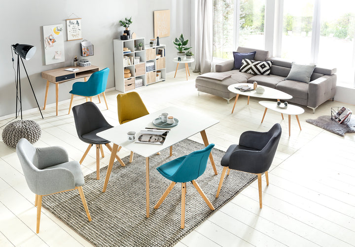 2er Set Esszimmerstühle LUND_ Samtbezug und Holzbeine_ Skandinavisches Design_ Komfortables Sitzen_ Verschiedene Farben - KADIMA DESIGN_Farbe_ Anthrazit_ Material_ Stoff_ Größe_ 49x52x87 cm_