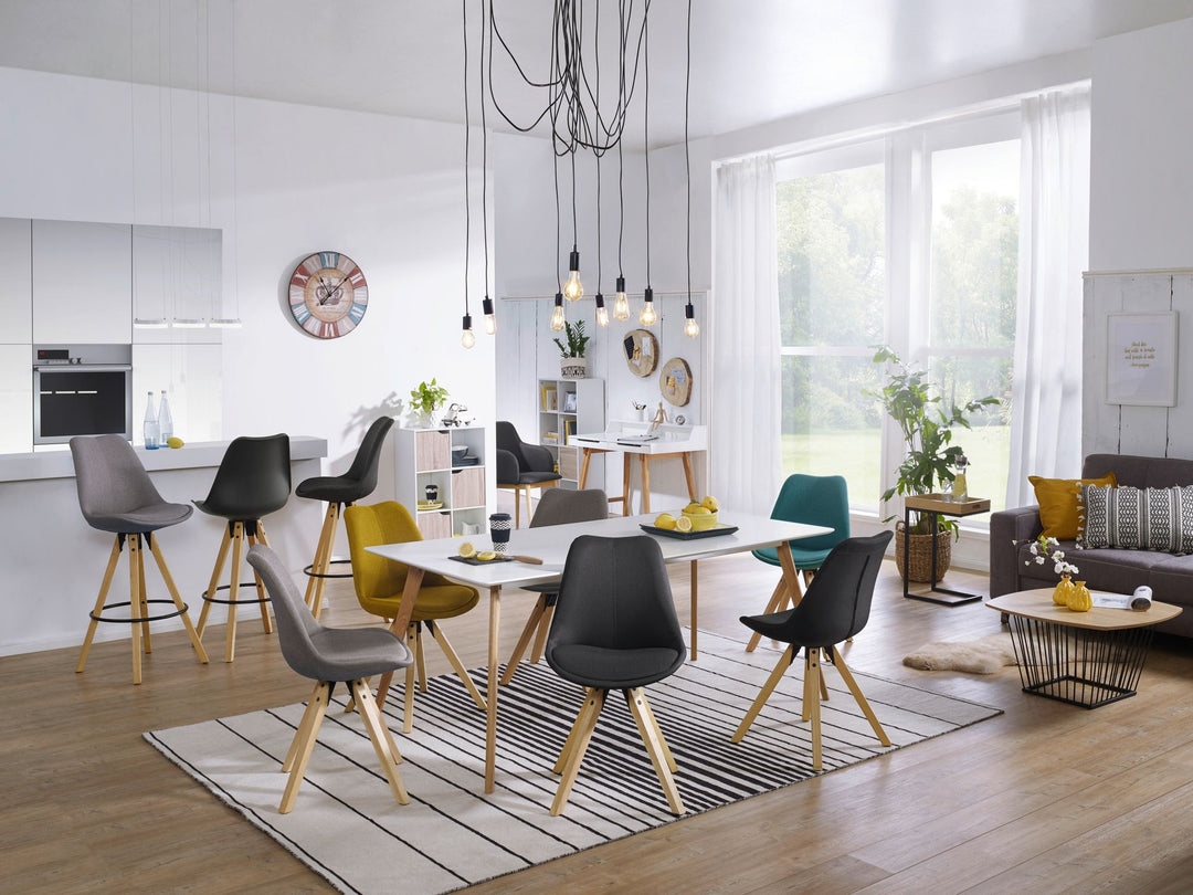 2er Set Esszimmerstühle LUND_ Samtbezug und Holzbeine_ Skandinavisches Design_ Komfortables Sitzen_ Verschiedene Farben - KADIMA DESIGN_Farbe_ Grau_ Material_ Stoff_ Größe_ 49x52x87 cm_