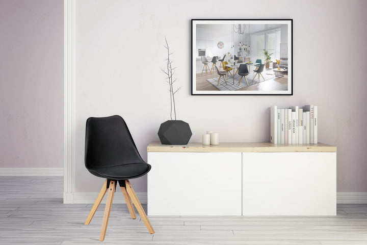 2er Set Esszimmerstühle LUND_ Samtbezug und Holzbeine_ Skandinavisches Design_ Komfortables Sitzen_ Verschiedene Farben - KADIMA DESIGN_Farbe_ Schwarz_ Material_ Kunstleder_ Größe_ 49x52x87 cm_