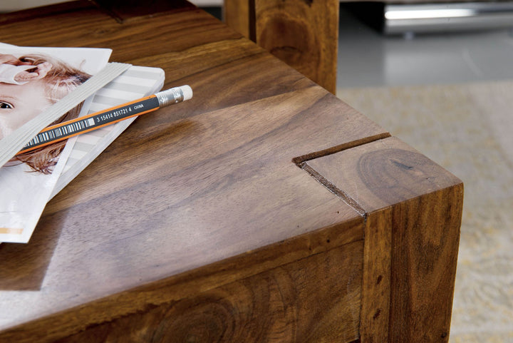 Holz Satztisch Set &amp;quot;NAKO&amp;quot;_ 3-teilig_ Landhaus-Stil_ Massivholz_ platzsparend_ 45x50x36 cm_ 37x38x30 cm_ 30x25x25 cm - KADIMA DESIGN_Farbe_ Braun_ Größe_ 50x36x45 cm_