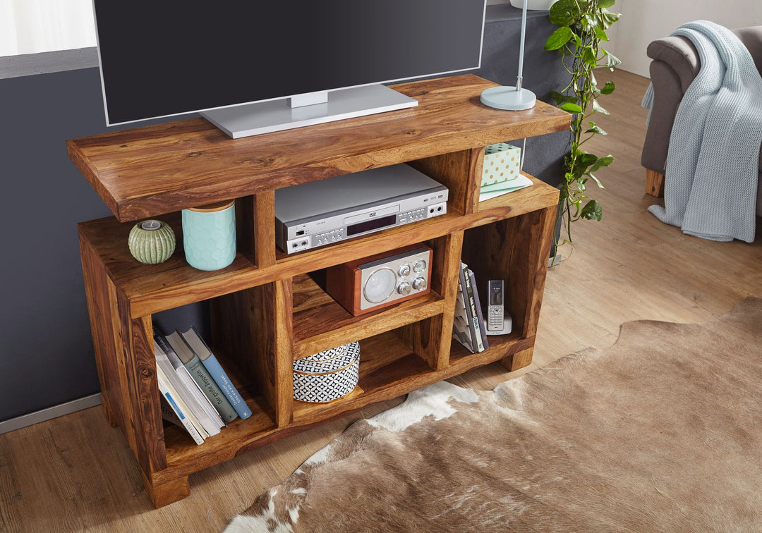 Sheesham-Holz Sideboard im Landhausstil_ 115x76x40 cm_ Multifunktionale TV-Kommode - KADIMA DESIGN_Größe_ 115x40x76 cm_