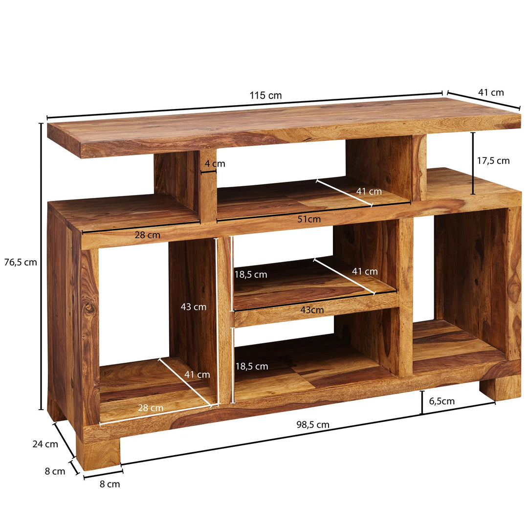 Sheesham-Holz Sideboard im Landhausstil_ 115x76x40 cm_ Multifunktionale TV-Kommode - KADIMA DESIGN_Größe_ 115x40x76 cm_